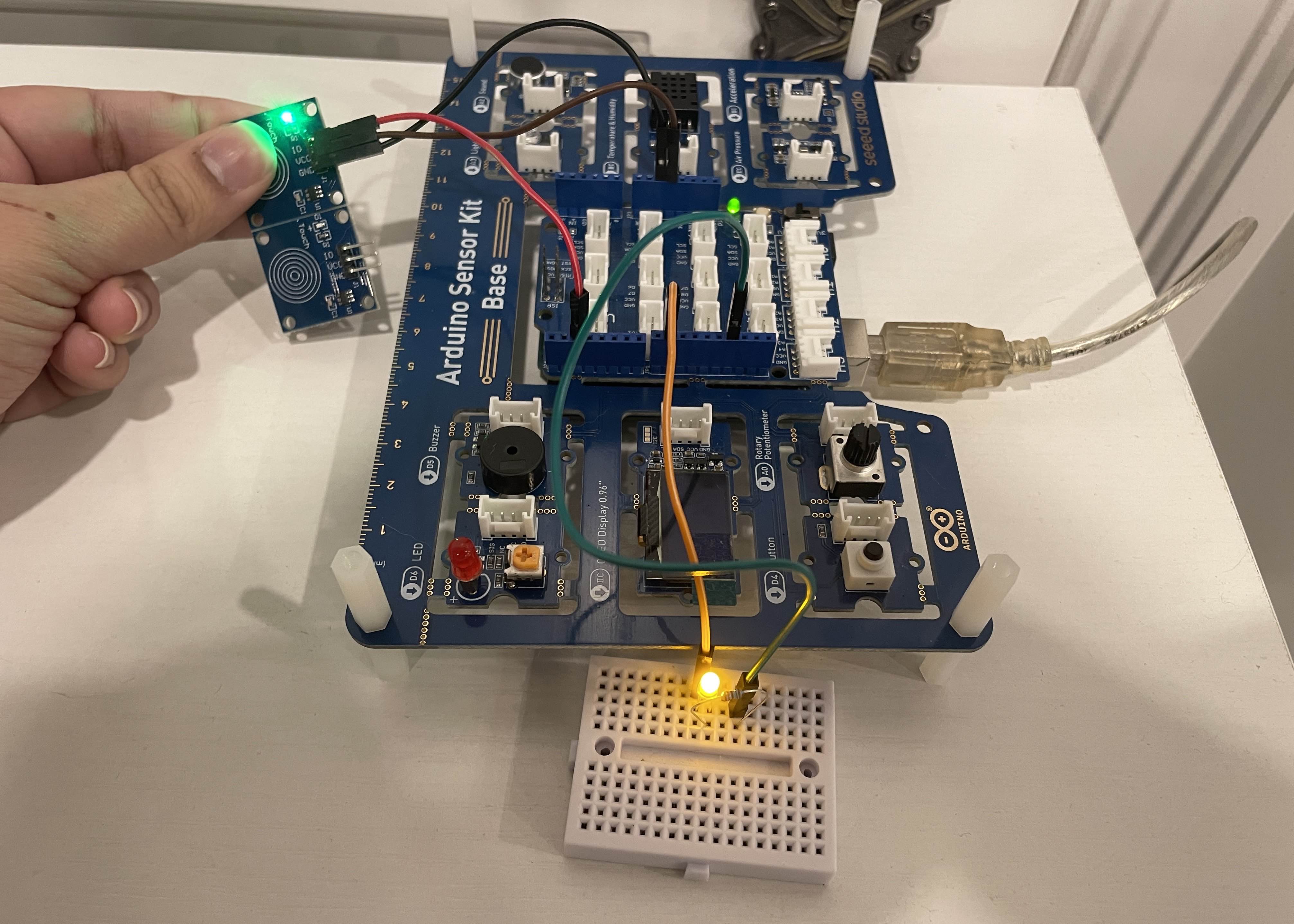 Completed Arduino Setup for LED and Touch Sensor